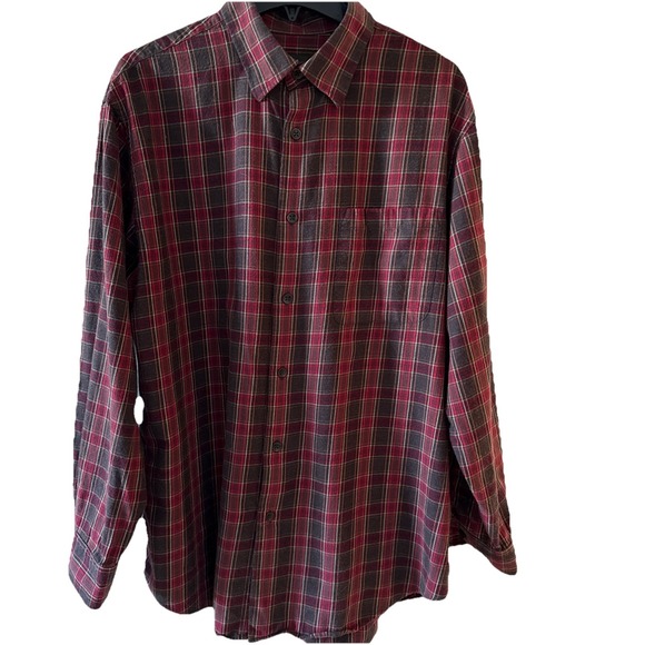 Orvis Other - Orvis Flannel Shirt Men's Large Red Black Plaid Button Up Cotton Merino Wool EUC